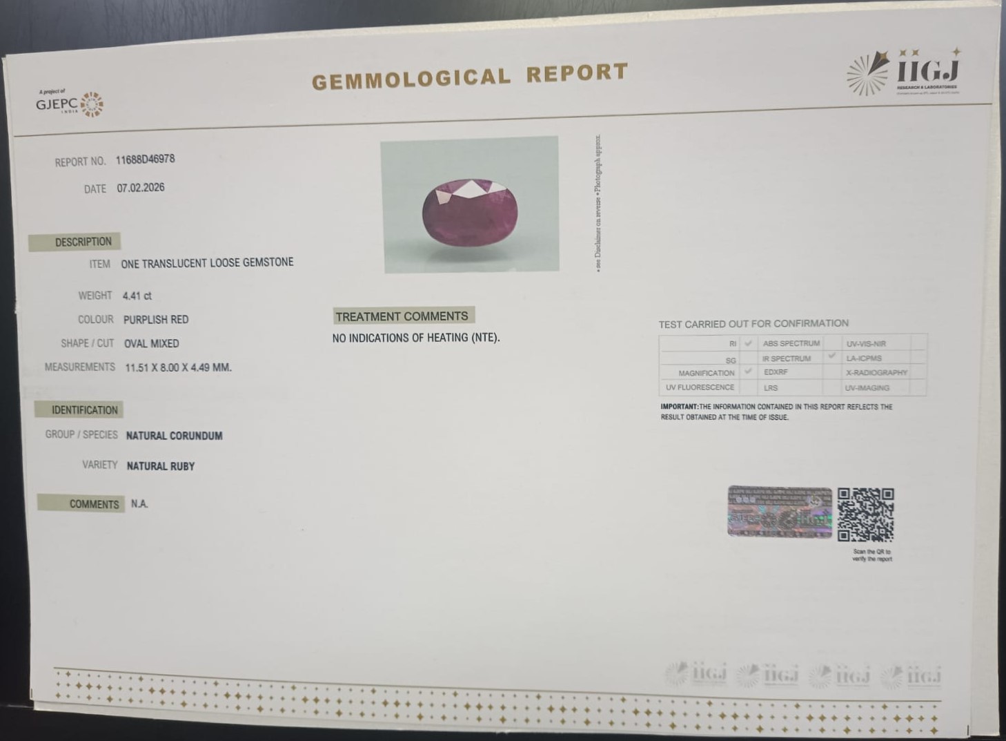 RUBY 4.41 Ct. 3 RUB8485 2 RUBY 4.41 Ct.