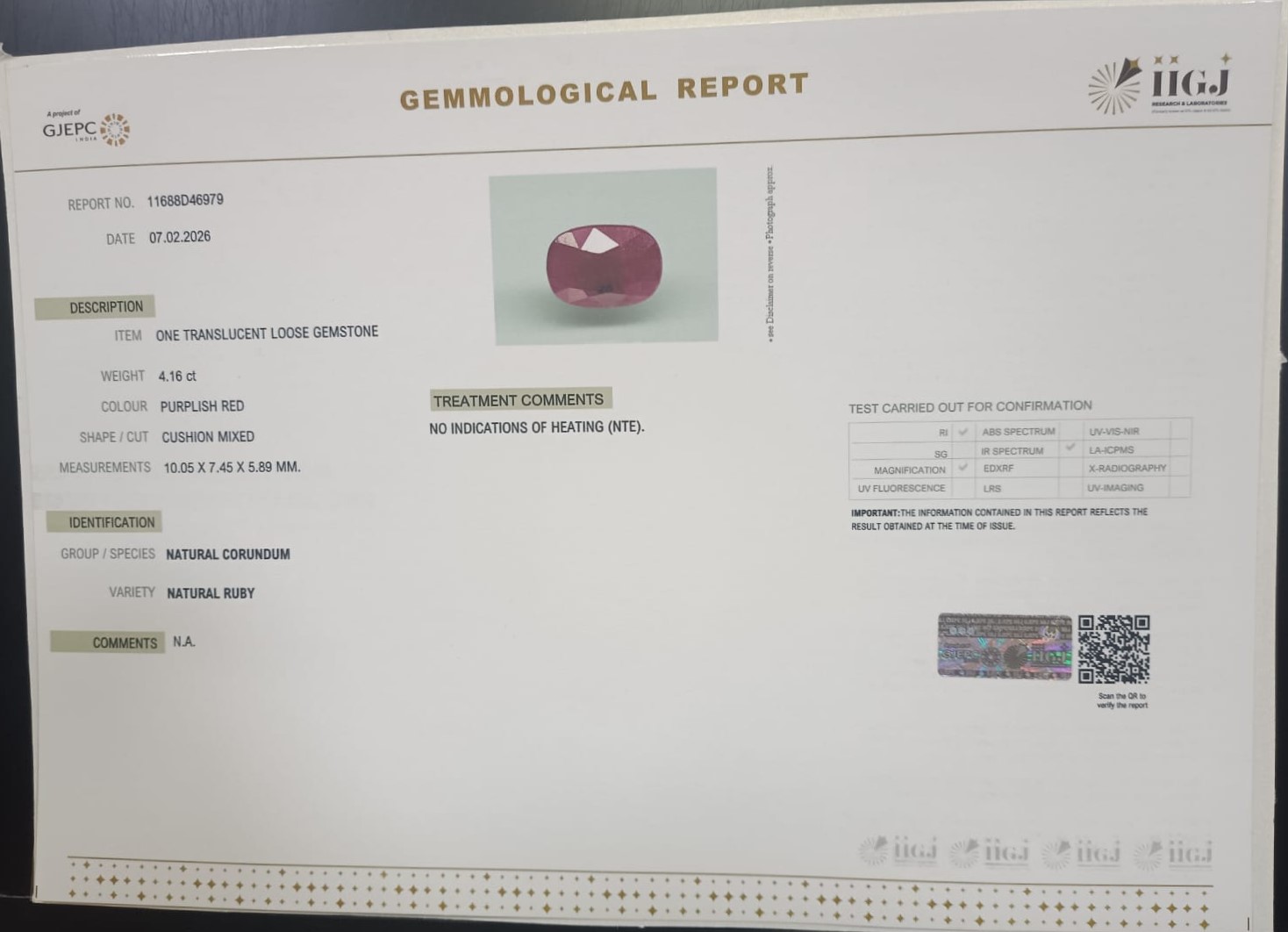 RUB8486 2 RUBY 4.16 Ct.