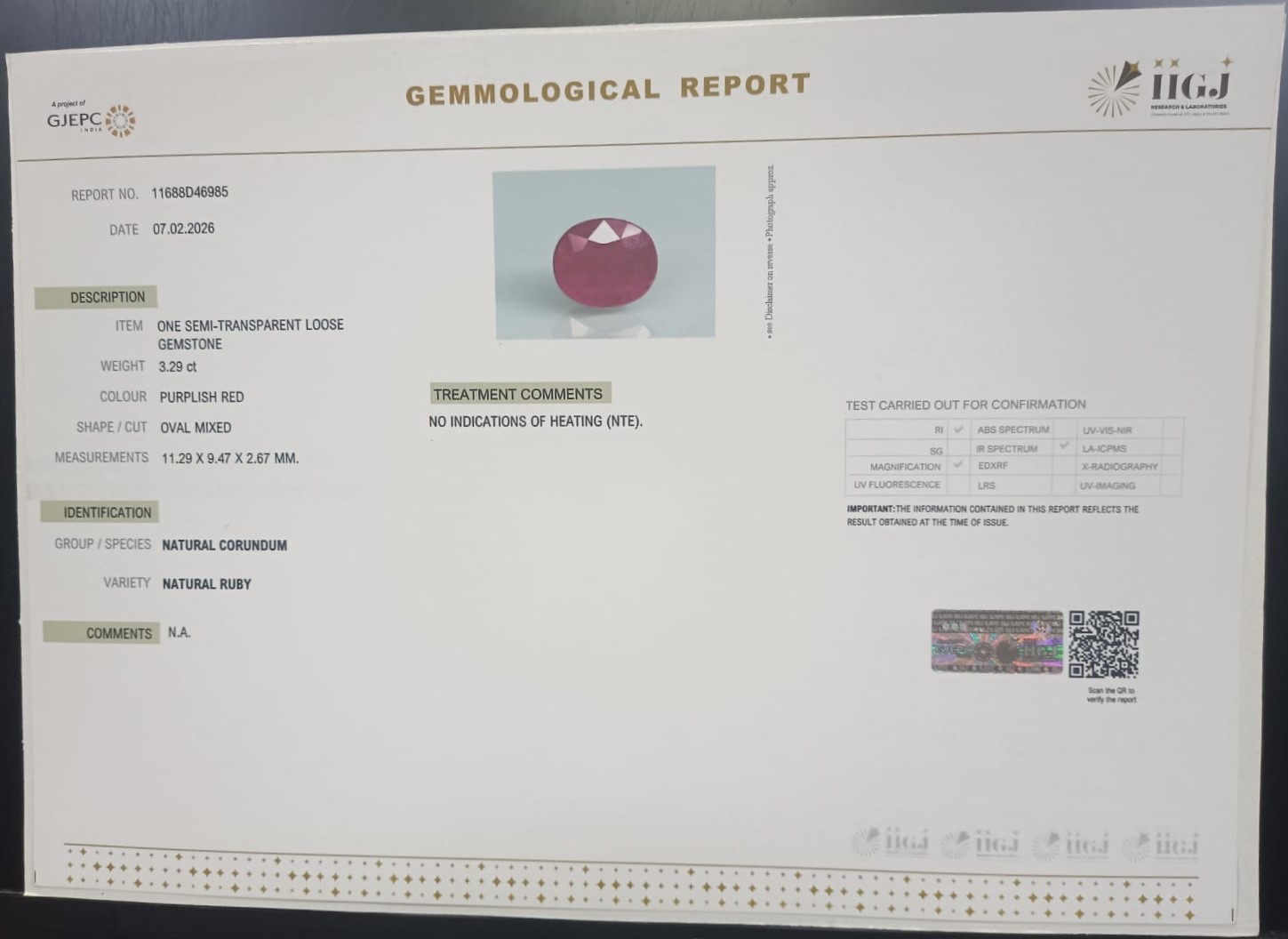 RUB8489 2 RUBY 3.29 Ct.