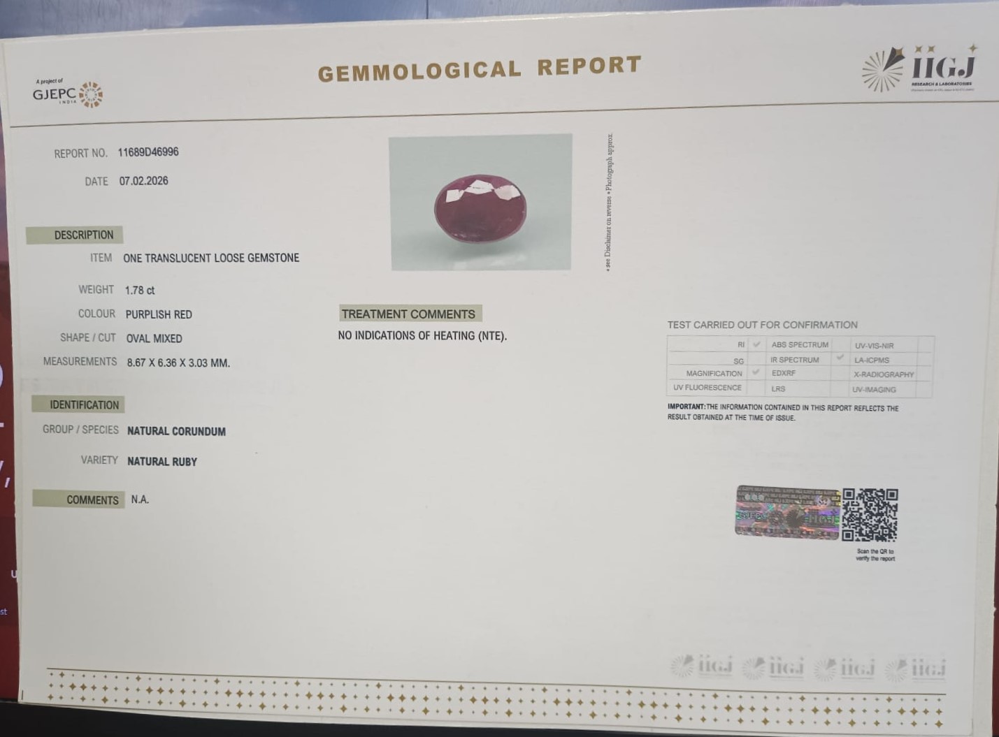 RUB8493 2 RUBY 1.78 Ct.