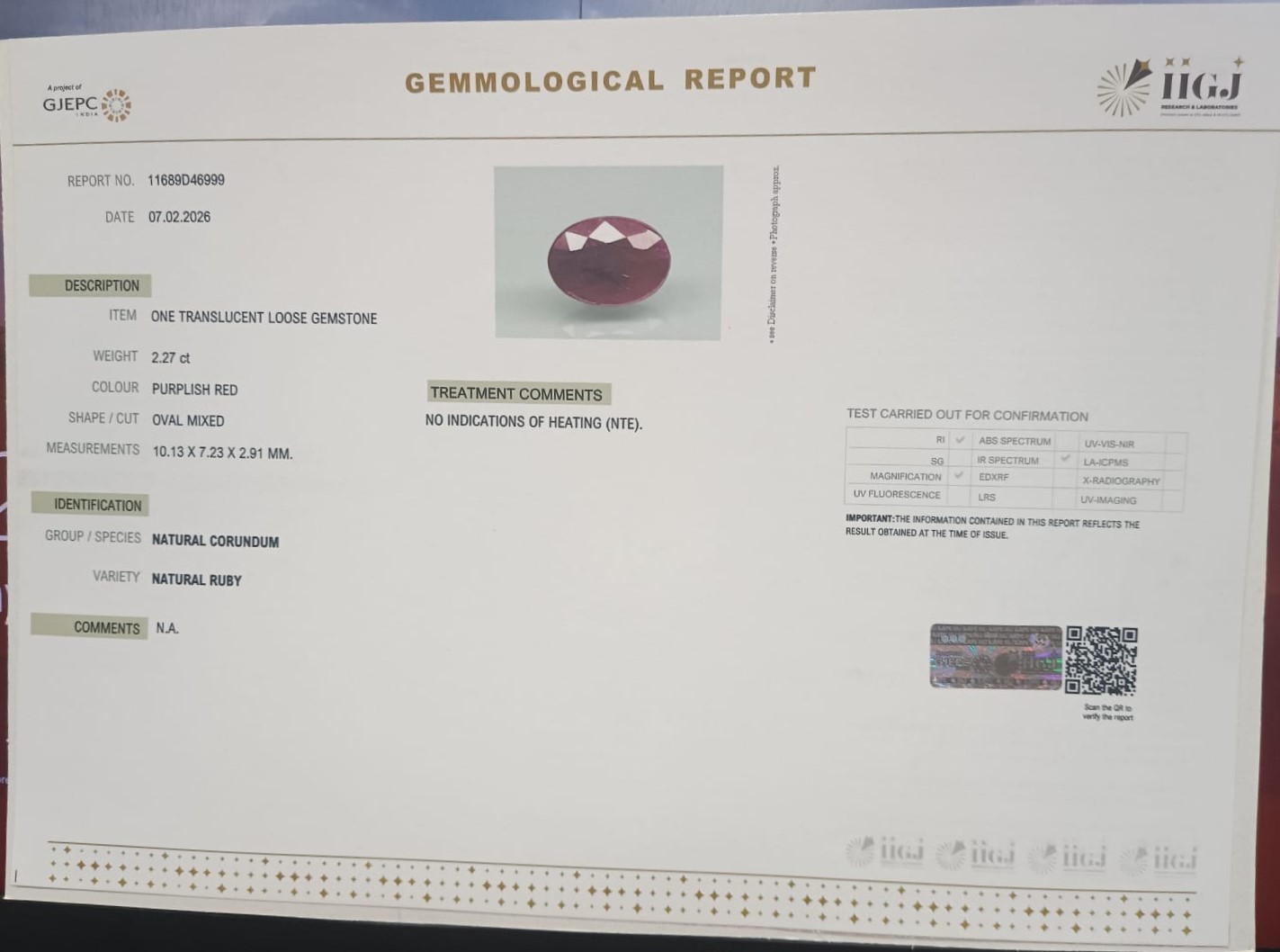 RUBY 2.27 Ct. 3 RUB8495 2 RUBY 2.27 Ct.