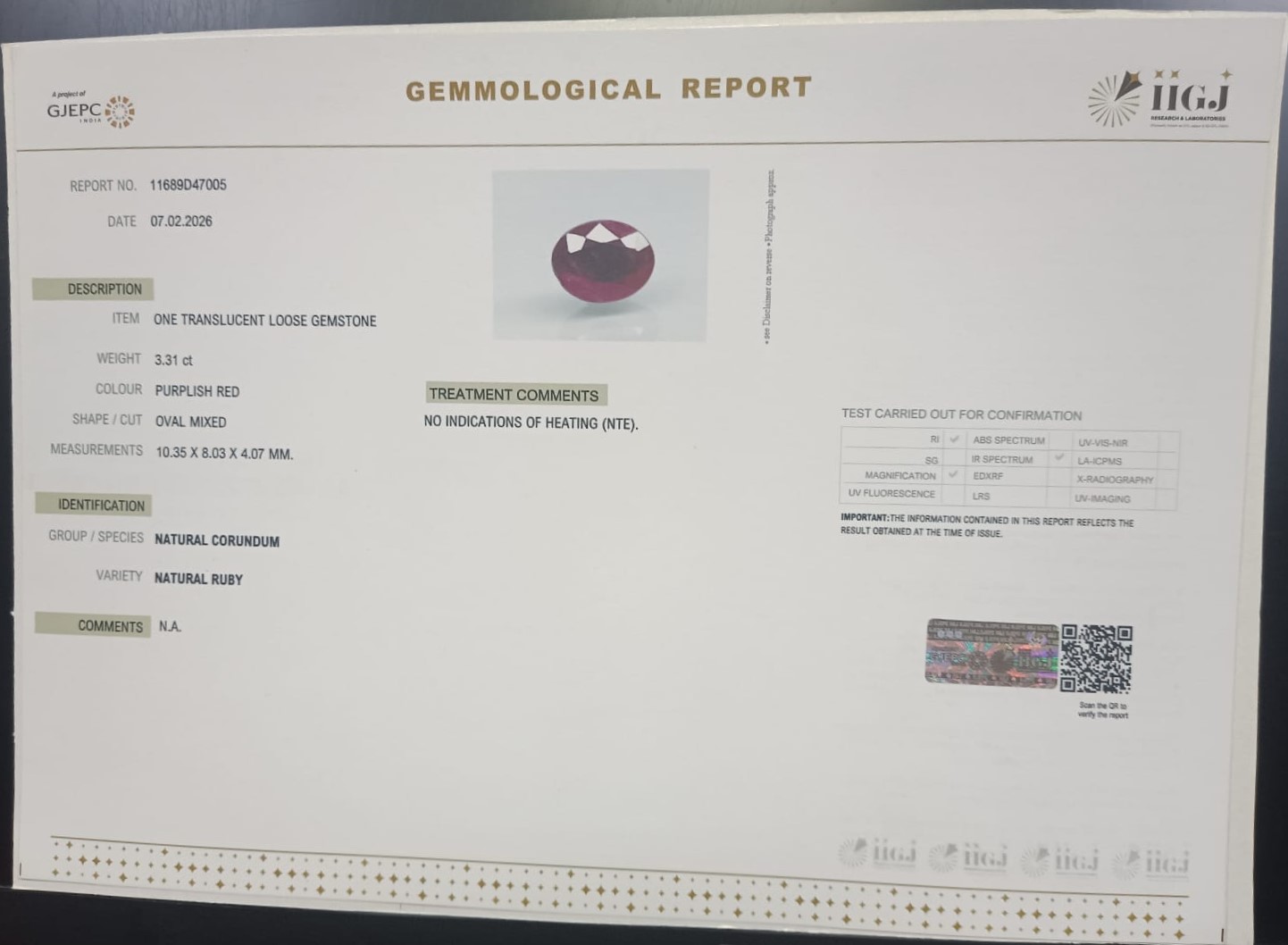 RUB8500 2 RUBY 3.31 Ct.