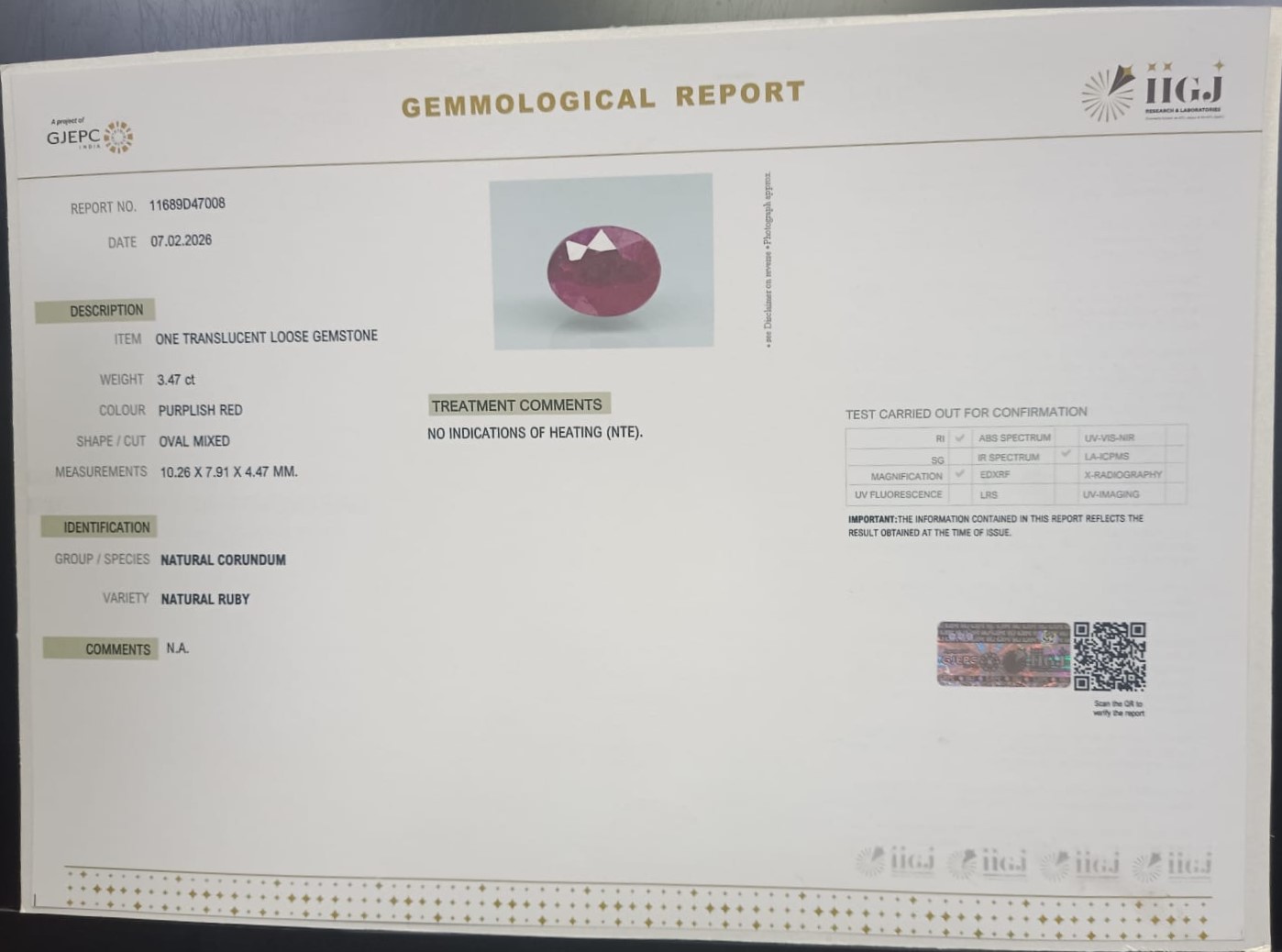 RUB8503 2 RUBY 3.47 Ct.