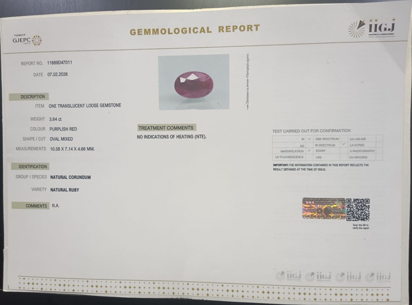 RUBY 3.64 Ct. 3 RUB8505 2 RUBY 3.64 Ct.