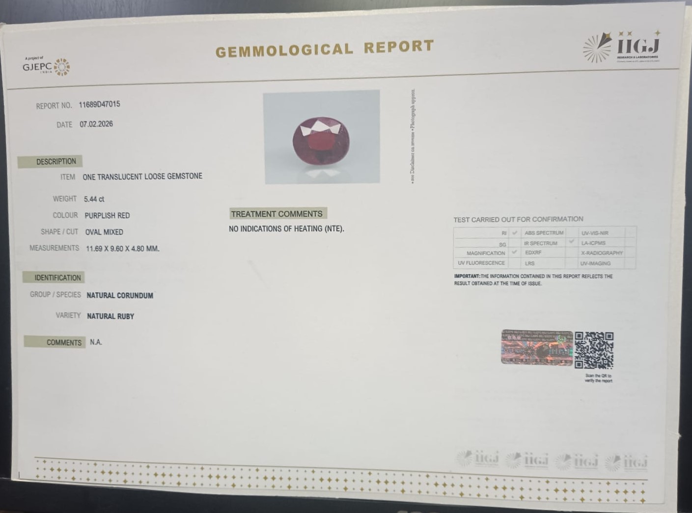 RUB8507 2 RUBY 5.44 Ct.