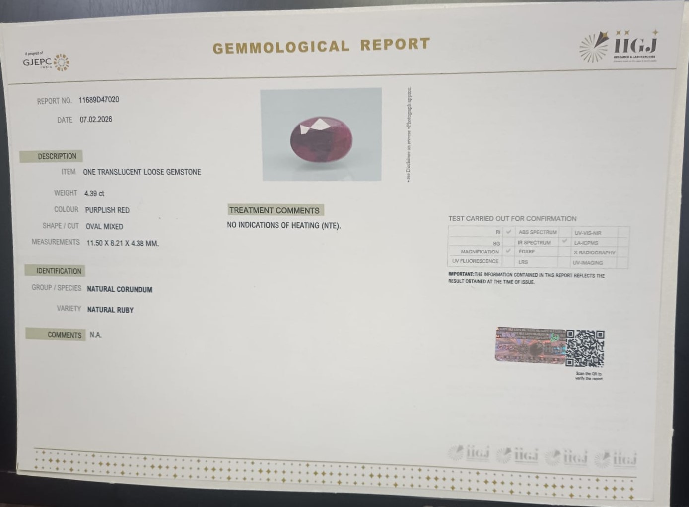 RUB8511 2 RUBY 4.39 Ct.