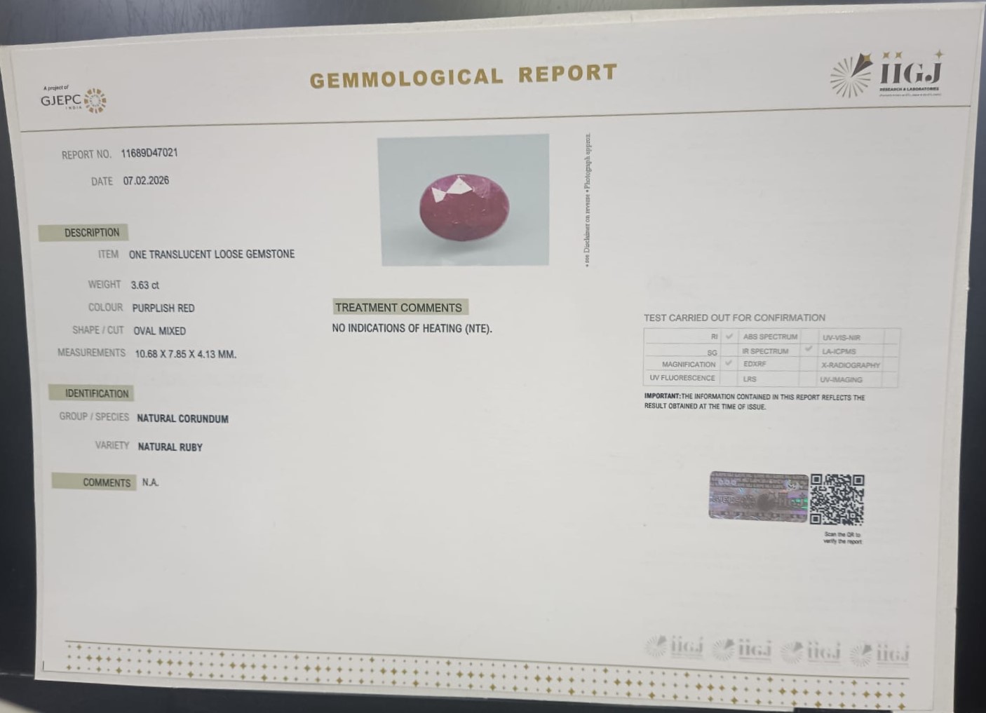 RUBY 3.63 Ct. 3 RUB8512 2 RUBY 3.63 Ct.