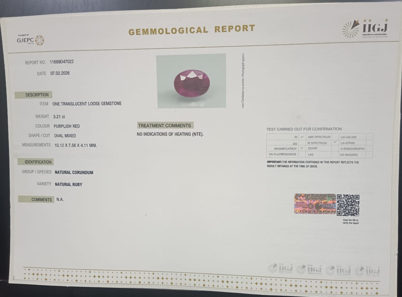 RUBY 3.21 Ct. 3 RUB8513 2 RUBY 3.21 Ct.