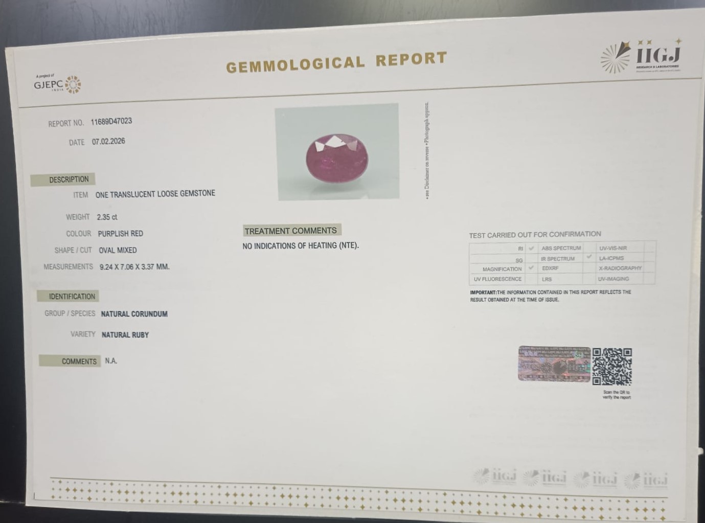 RUBY 2.35 Ct. 3 RUB8514 2 RUBY 2.35 Ct.