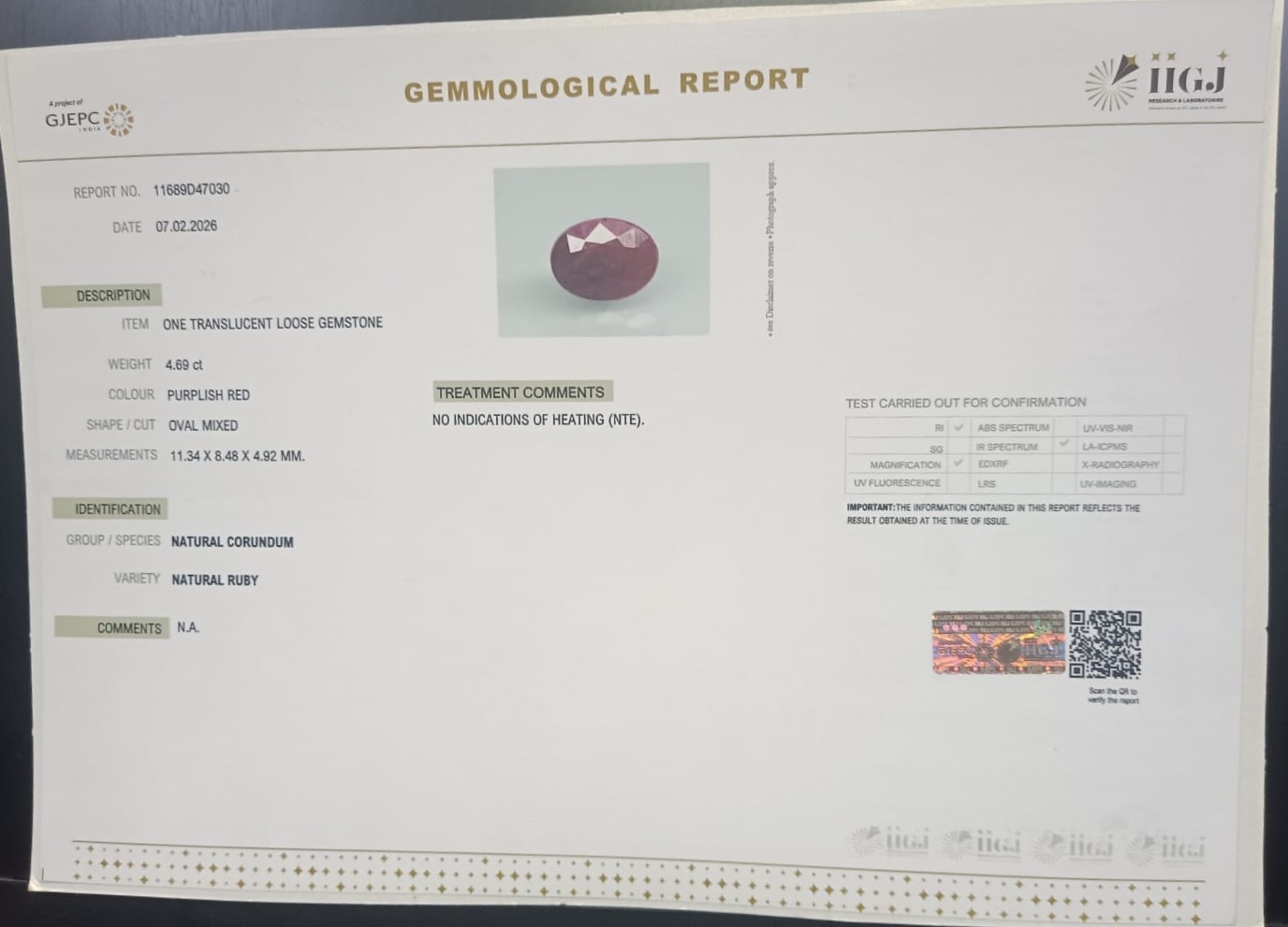 RUBY 4.69 Ct. 3 RUB8519 2 RUBY 4.69 Ct.