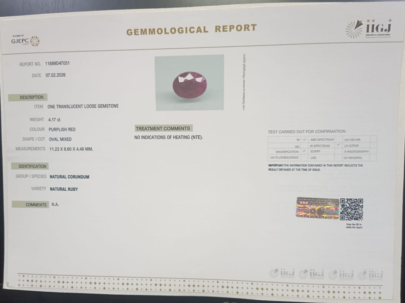 RUBY 4.17 Ct. 3 RUB8520 2 RUBY 4.17 Ct.