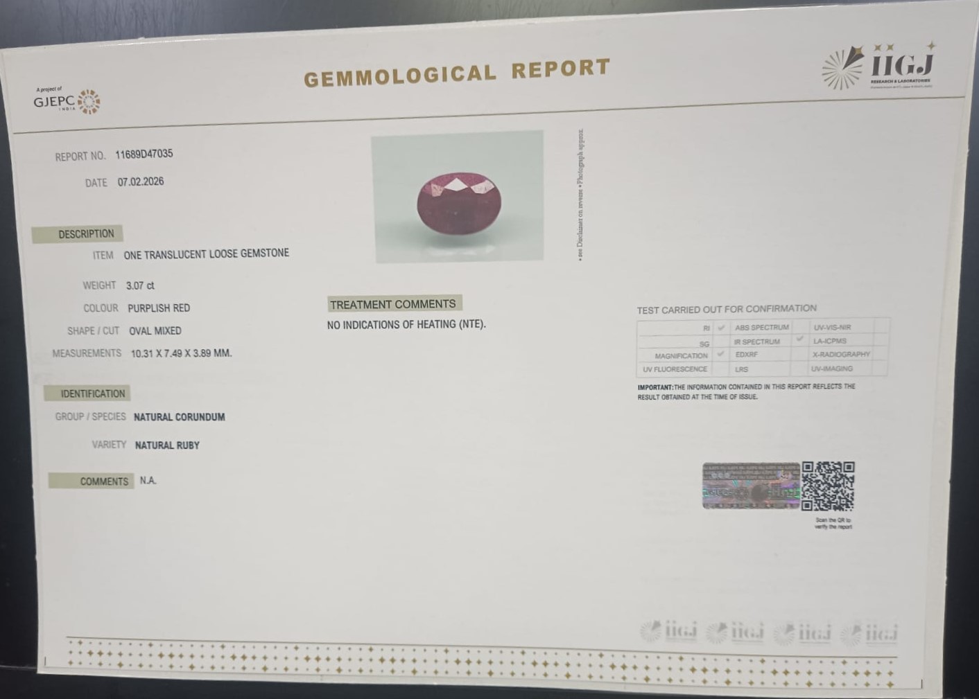 RUB8524 2 RUBY 3.07 Ct.