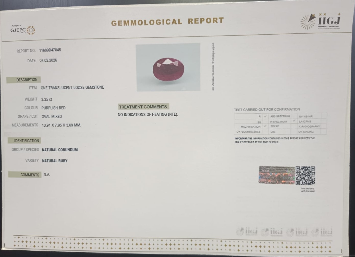 RUB8531 2 RUBY 3.35 Ct.