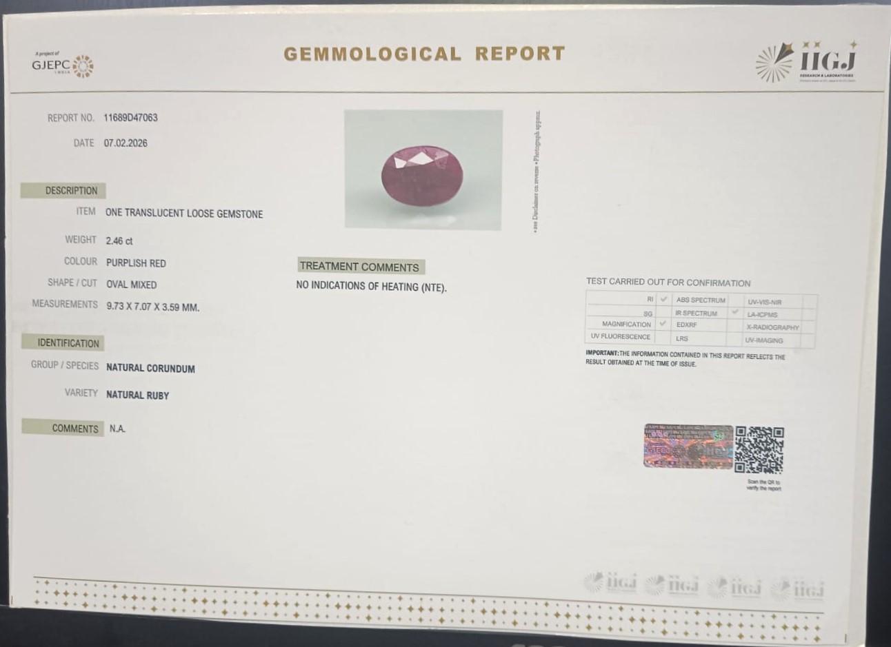 RUB8546 2 RUBY 2.46 Ct.