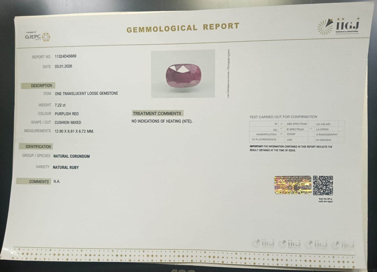 RUBG8434 2 RUBY 7.22 Ct.