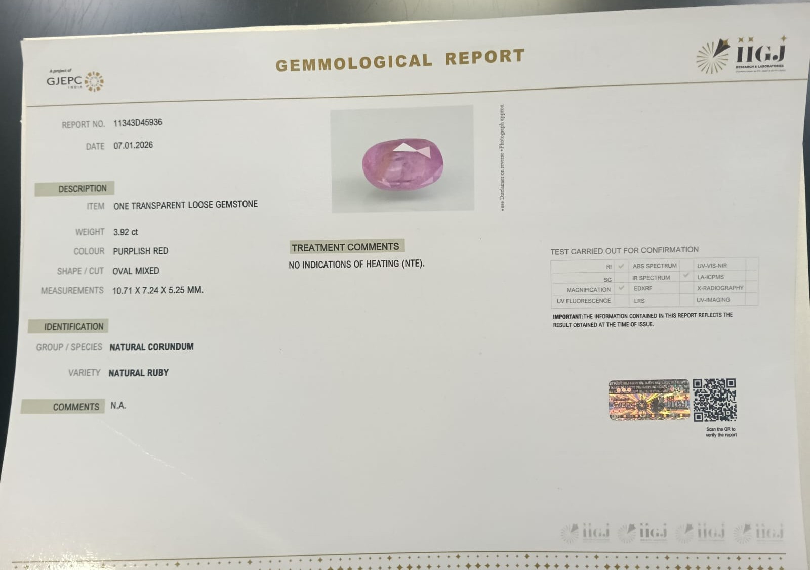 RUBG8436 2 RUBY 3.92 Ct.