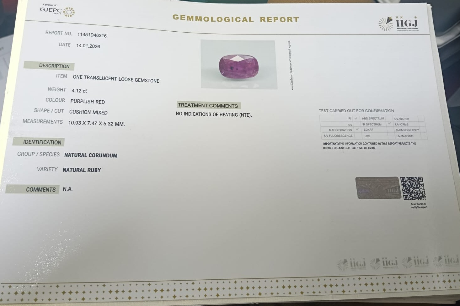 RUBG8437 2 RUBY 4.12 Ct.