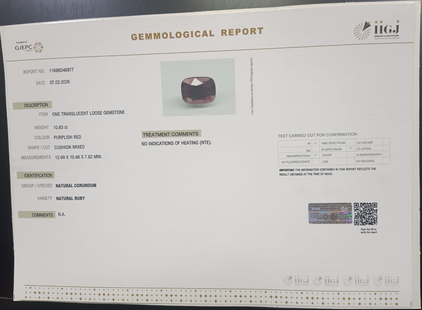 RUBG8453 2 RUBY 10.83 Ct.