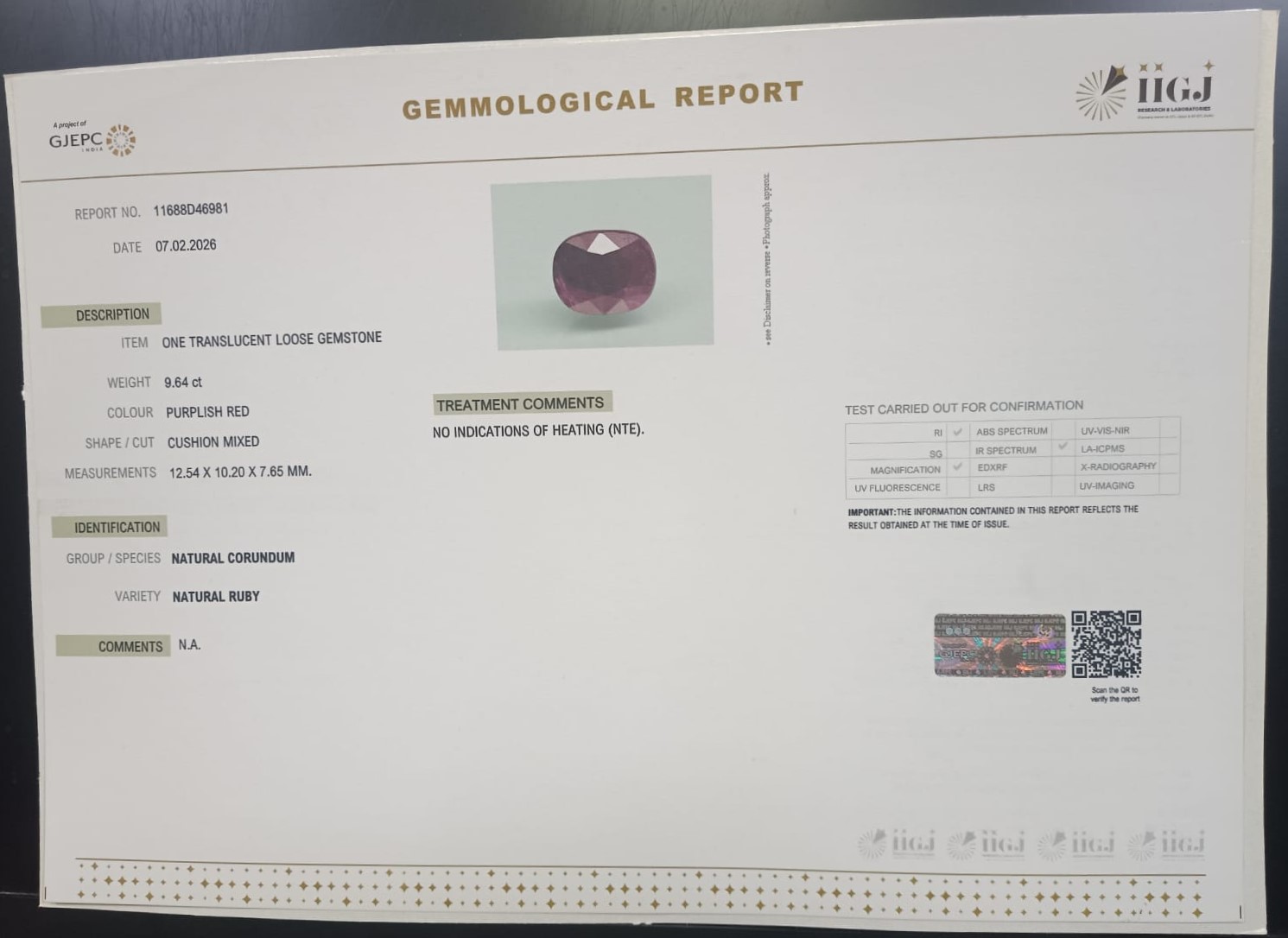 RUBG8455 2 RUBY 9.64 Ct.