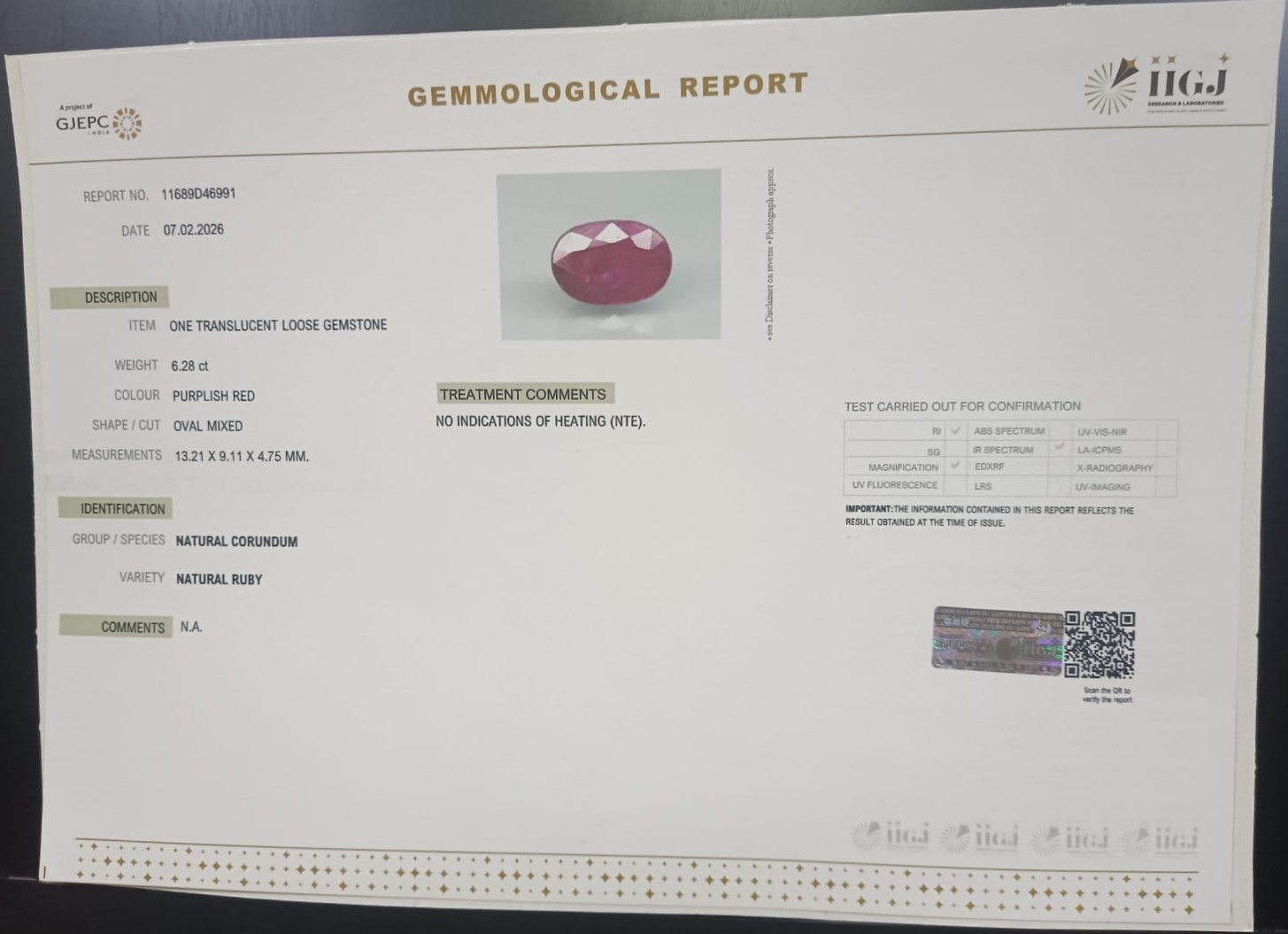 RUBG8457 2 RUBY 6.28 Ct.