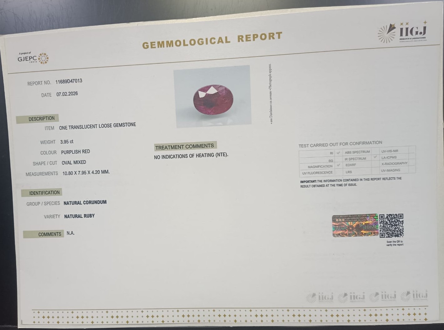 RUBY 3.95 Ct. 3 RUBG8462 2 RUBY 3.95 Ct.