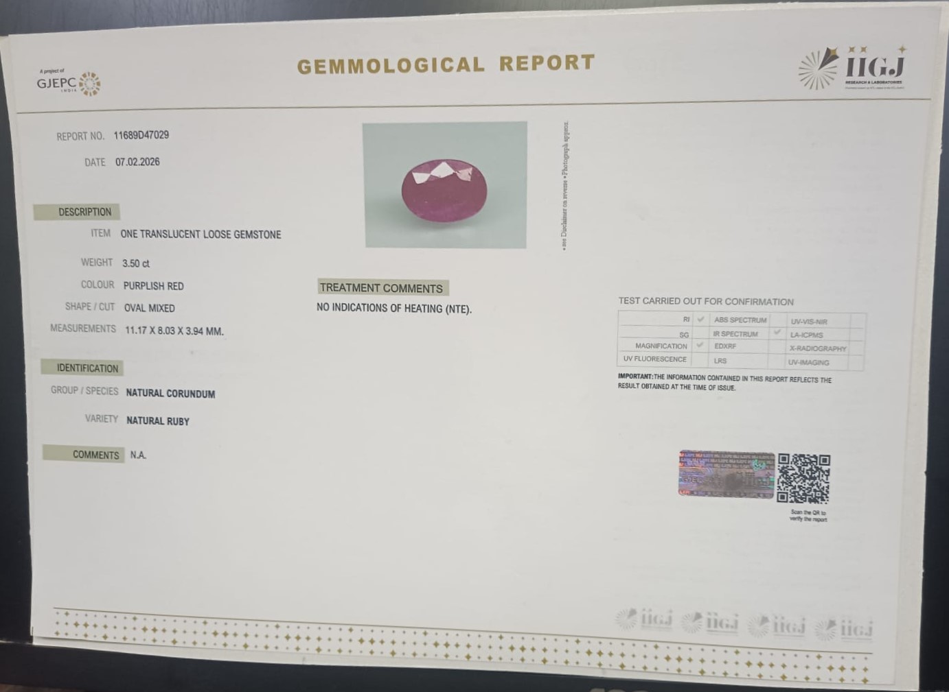 RUBG8466 2 RUBY 3.5 Ct.