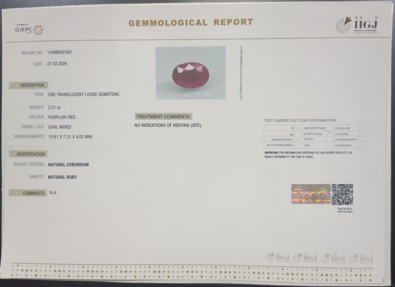 RUBG8469 2 RUBY 3.21 Ct.