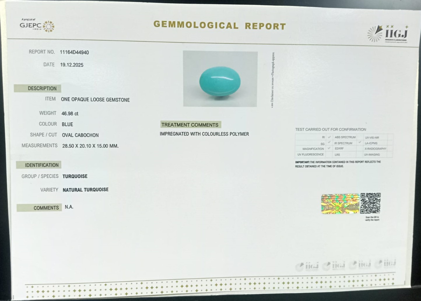 TUR2905 2 TURQUOISE 46.98 Ct.