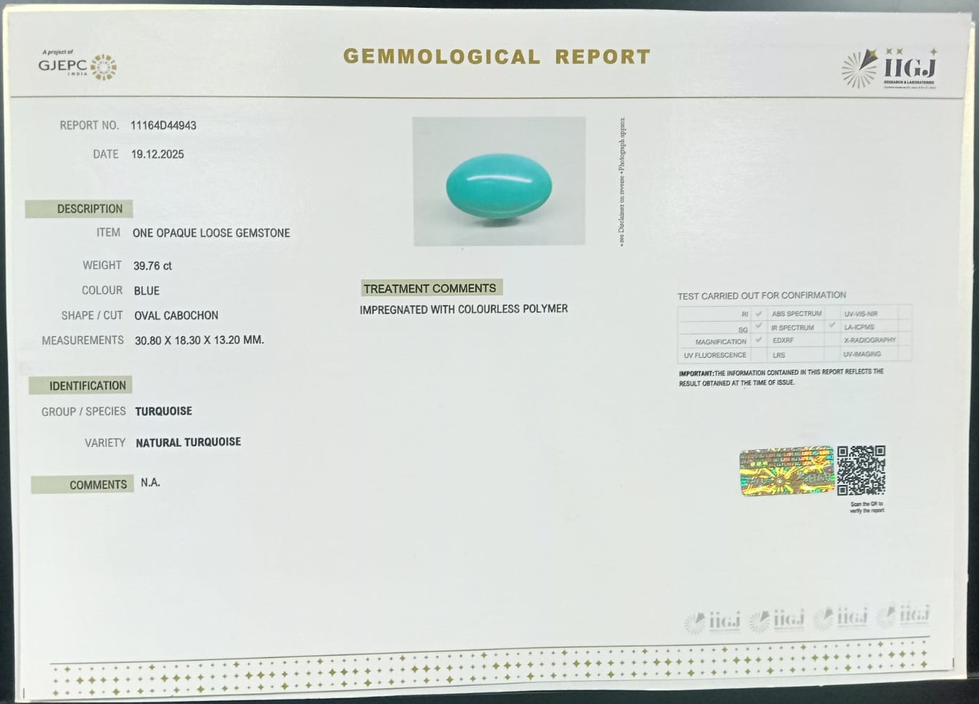 TUR2908 2 TURQUOISE 39.76 Ct.
