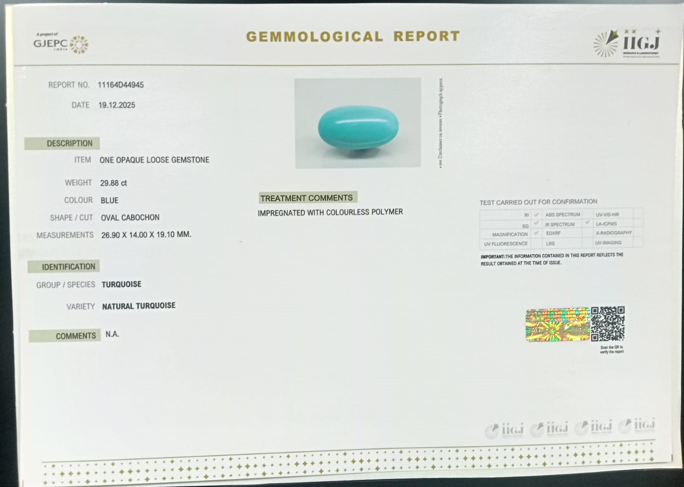 TUR2910 2 TURQUOISE 29.88 Ct.