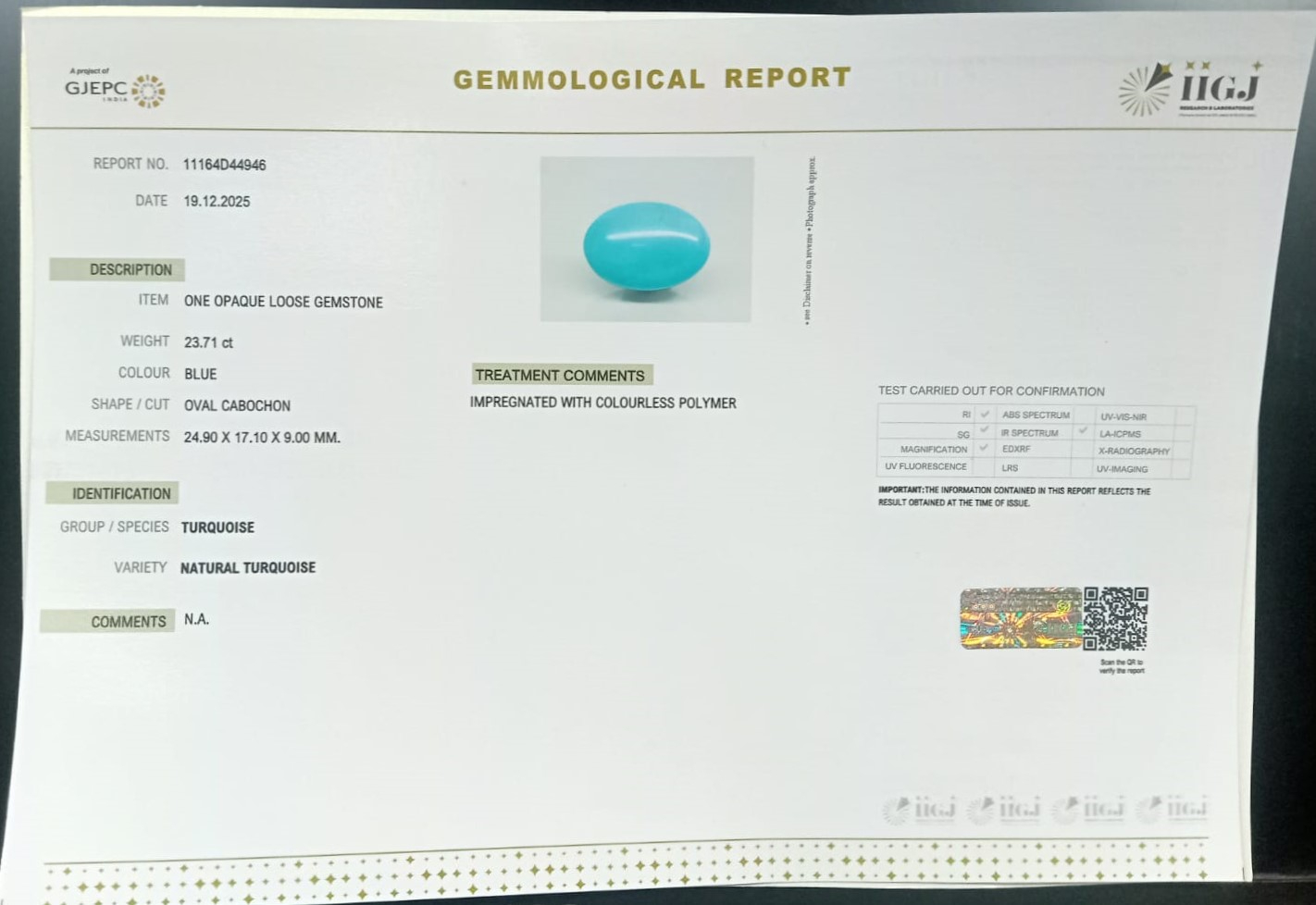 TUR2911 2 TURQUOISE 23.71 Ct.