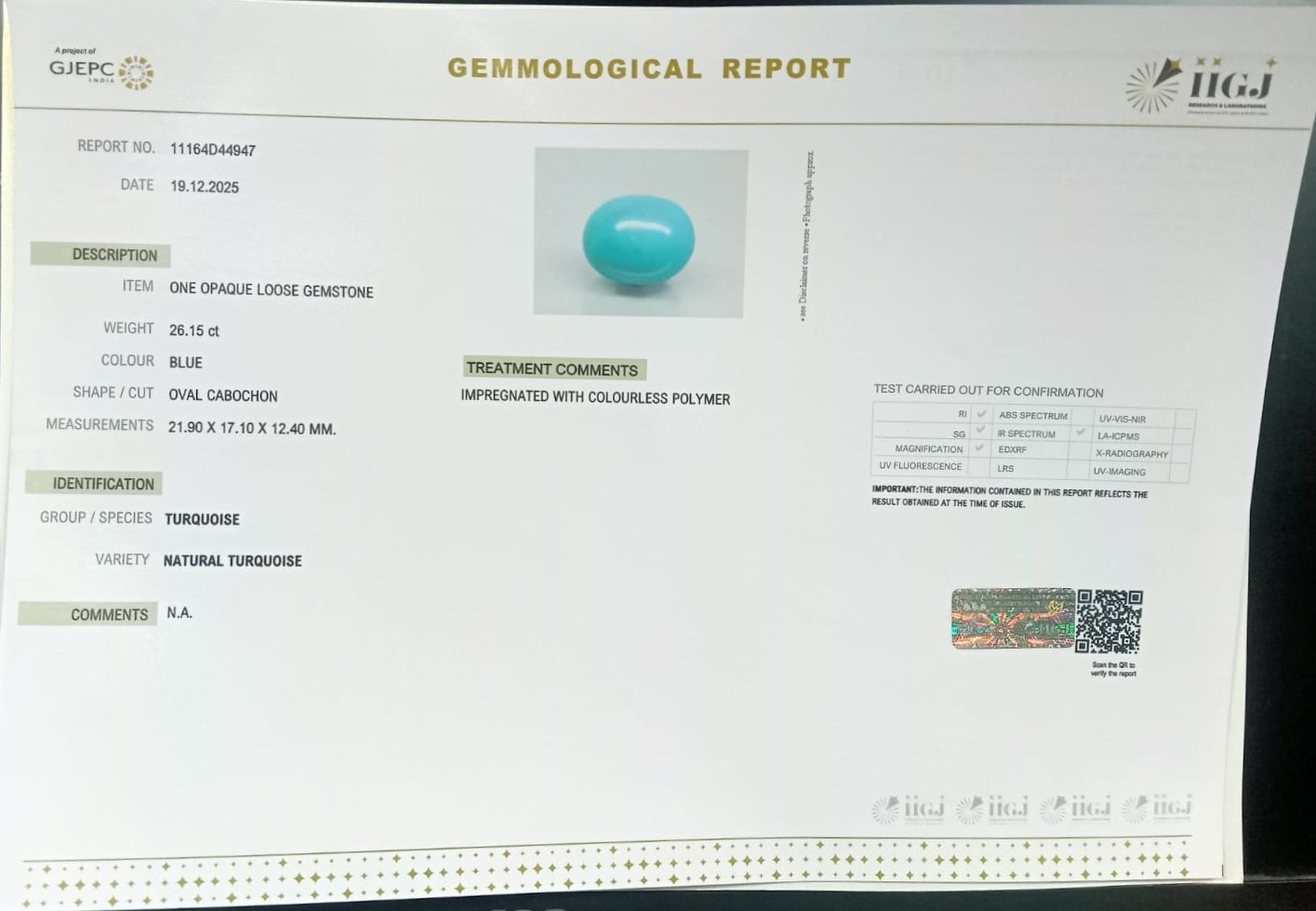 TUR2912 2 TURQUOISE 26.15 Ct.