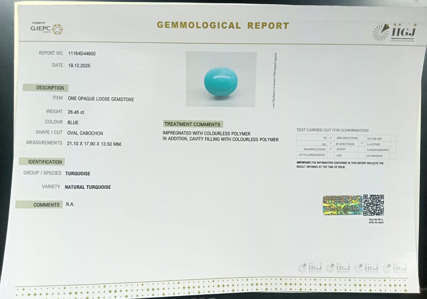 TUR2915 2 TURQUOISE 26.45 Ct.