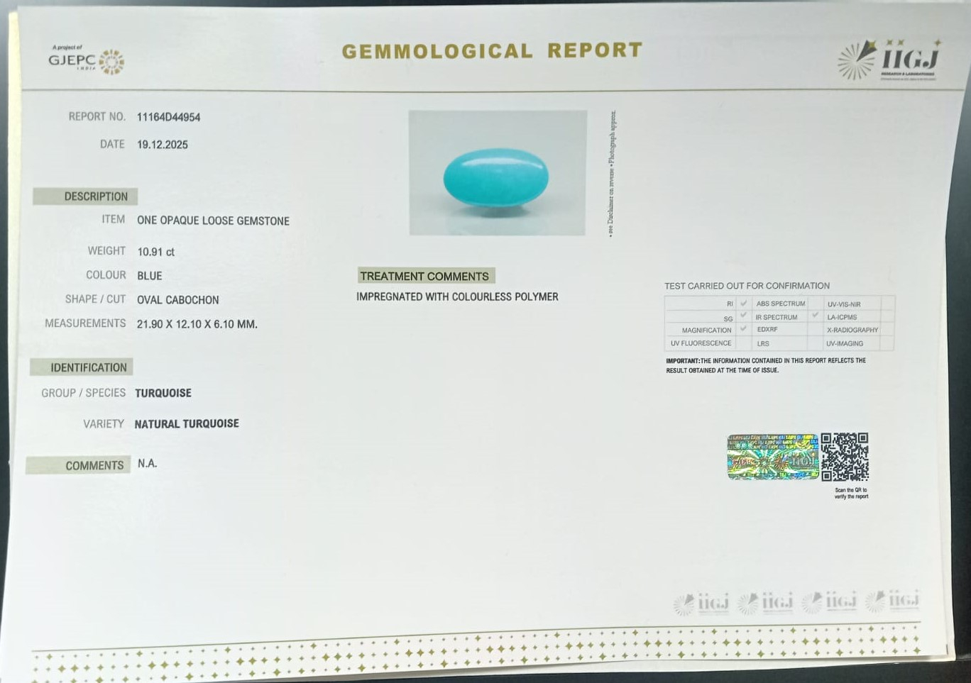TURQUOISE 10.91 Ct. 3 TUR2919 2 TURQUOISE 10.91 Ct.