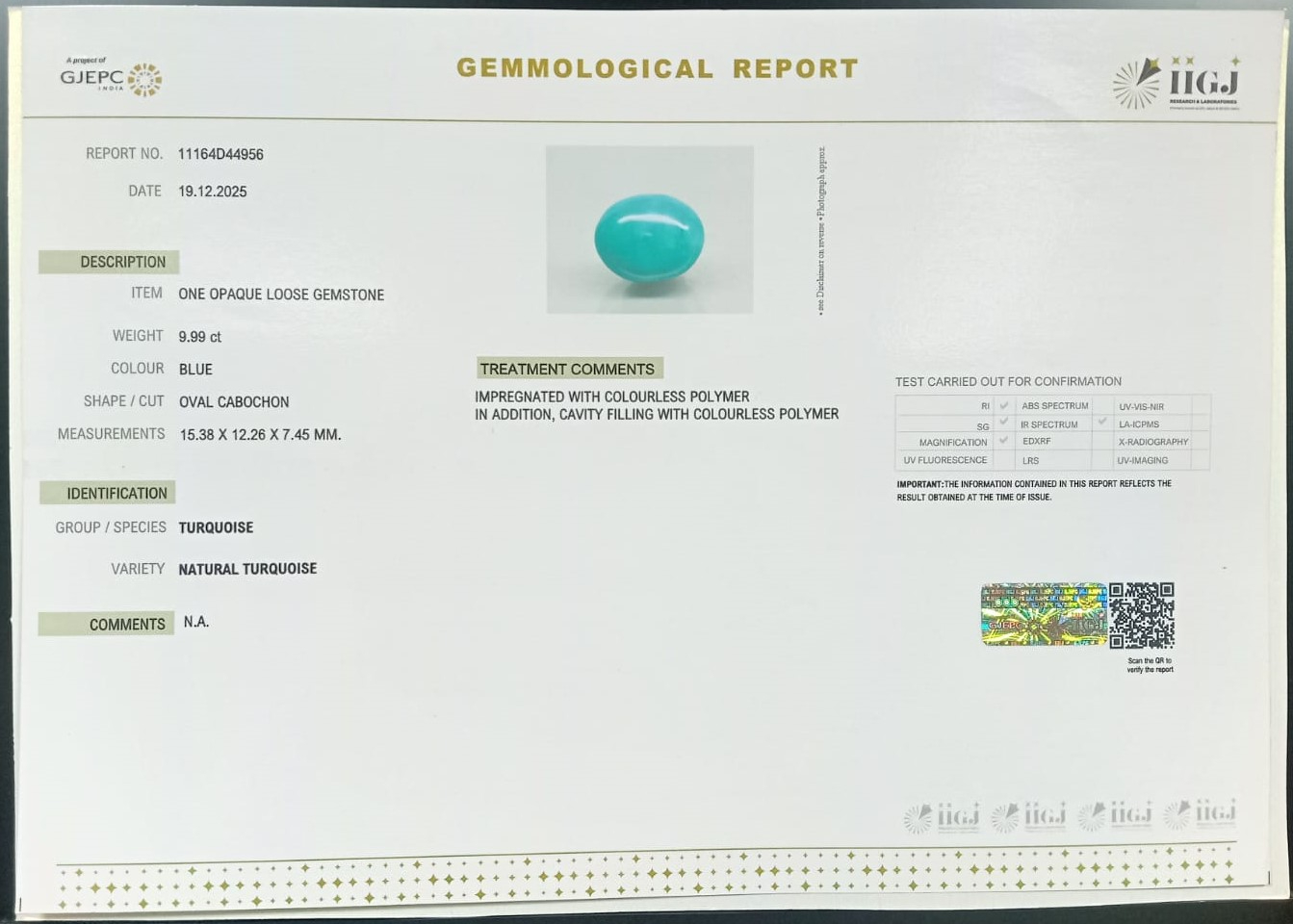TURQUOISE 9.99 Ct. 3 TUR2921 2 TURQUOISE 9.99 Ct.