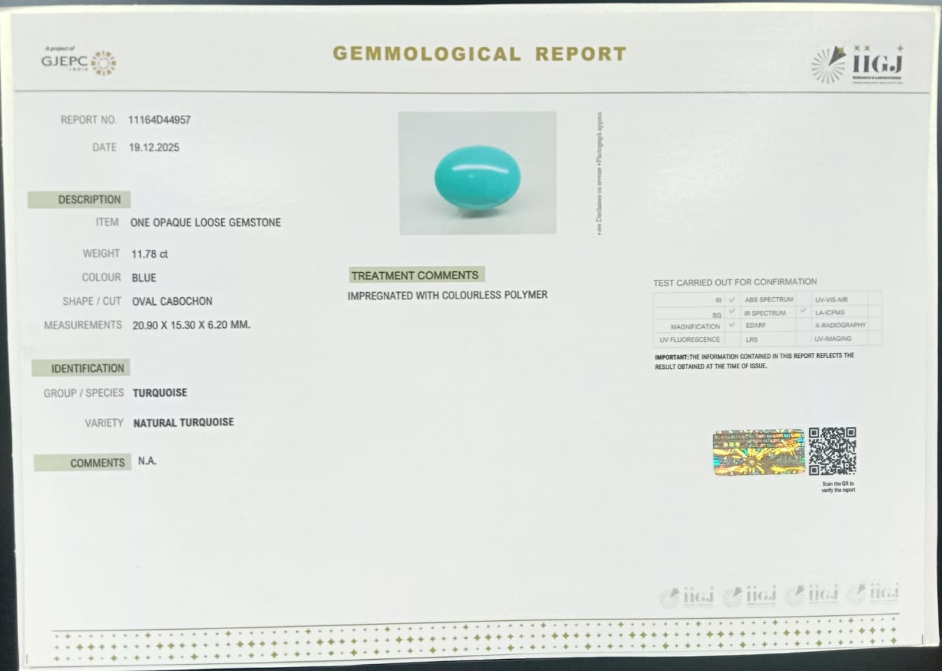 TURQUOISE 11.78 Ct. 3 TUR2922 2 TURQUOISE 11.78 Ct.