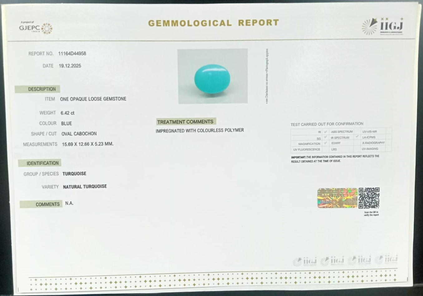 TUR2923 2 TURQUOISE 6.42 Ct.