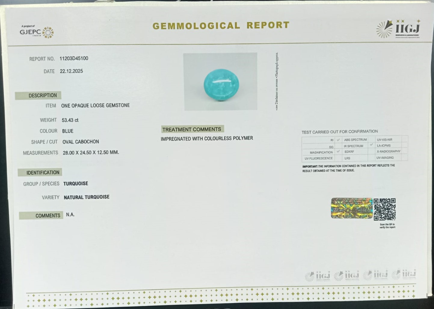TUR2925 2 TURQUOISE 53.43 Ct.
