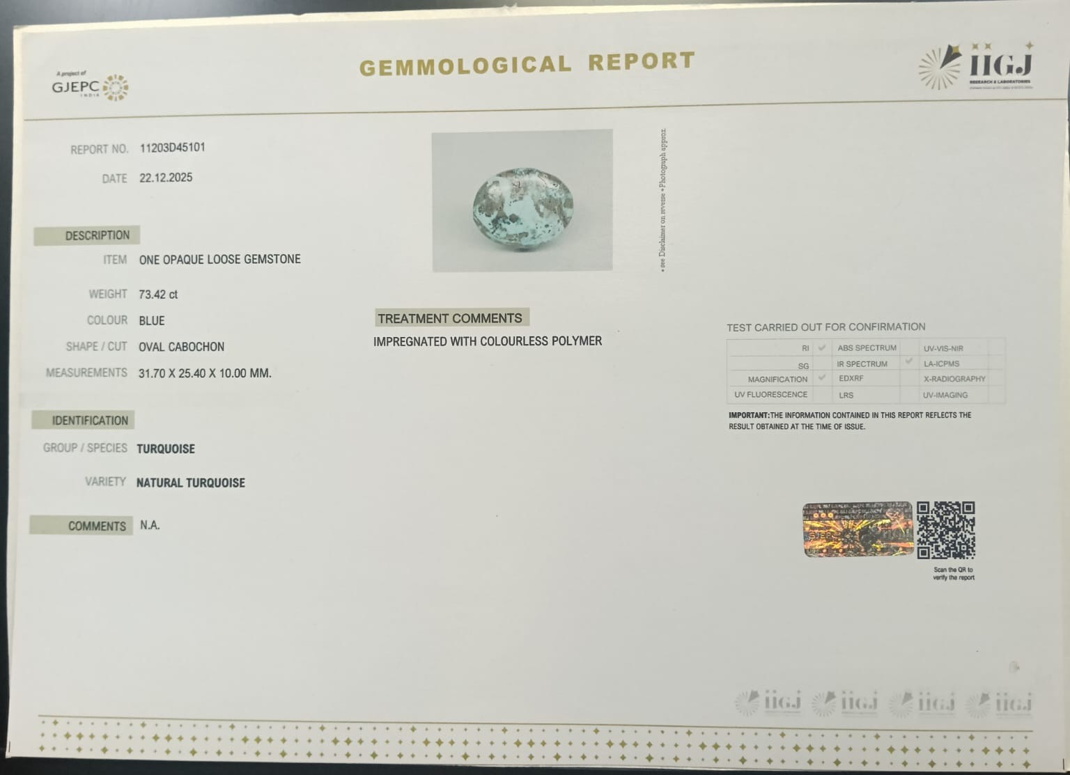 TURQUOISE 73.42 Ct. 3 TUR2926 2 TURQUOISE 73.42 Ct.