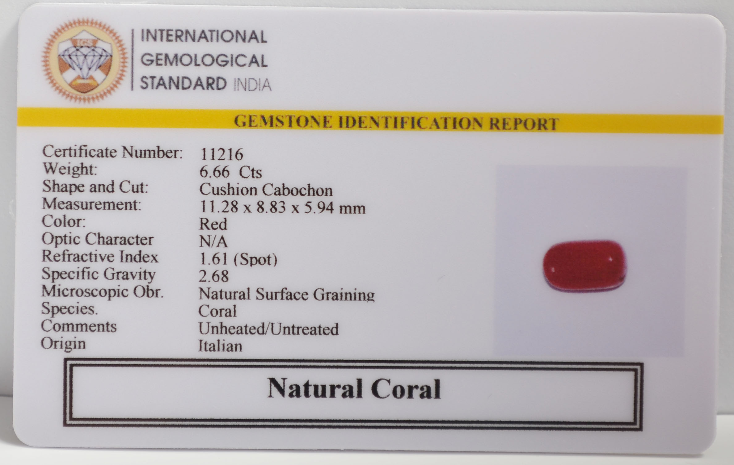 CORAL 6.66 Ct. 3 CRL6409 2 CORAL 6.66 Ct.