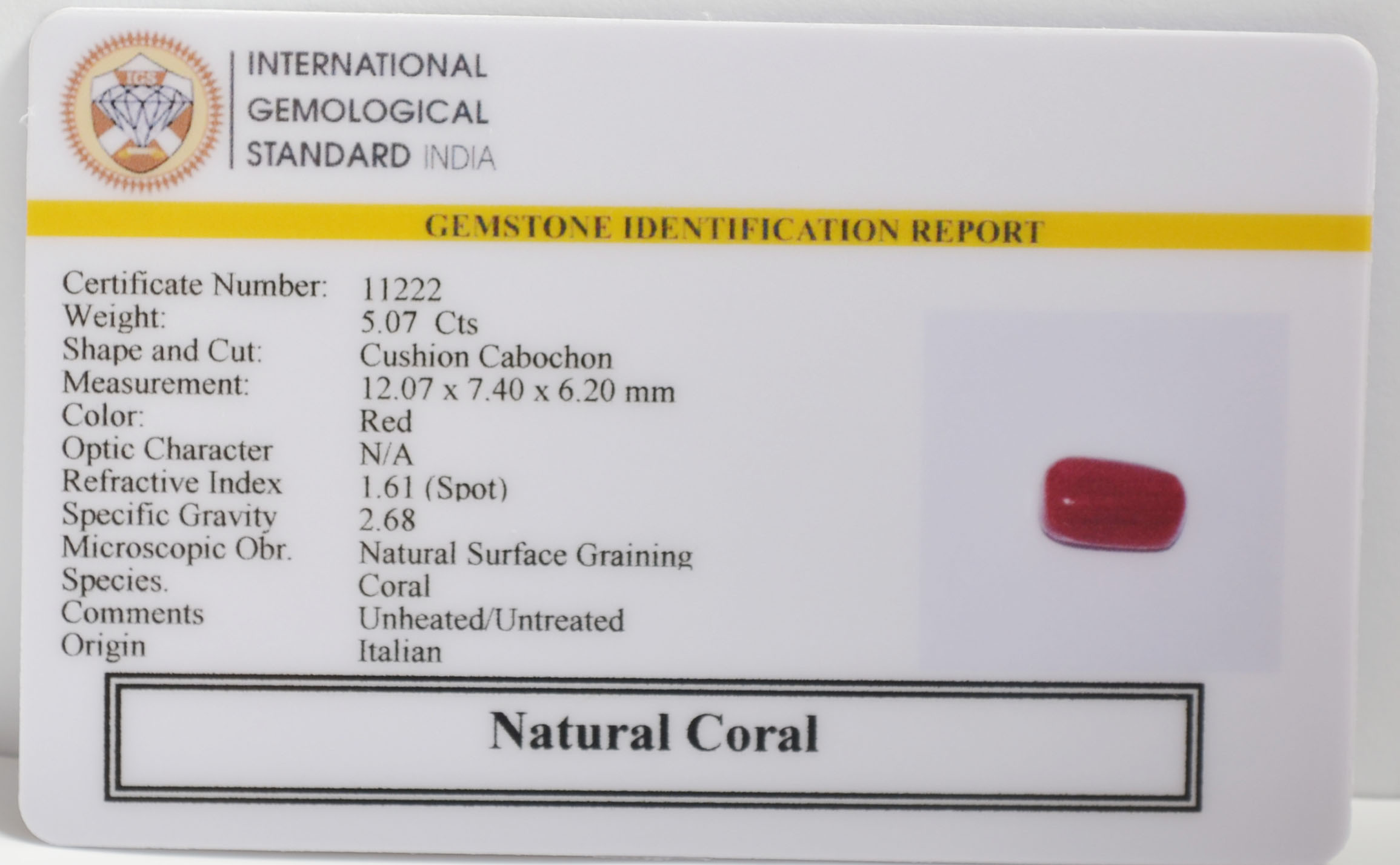 CORAL 5.07 Ct. 3 CRL6414 2 CORAL 5.07 Ct.