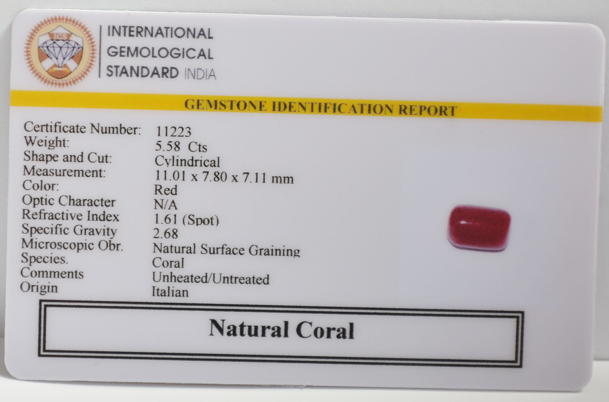 CORAL 5.58 Ct. 3 CRL6415 2 CORAL 5.58 Ct.