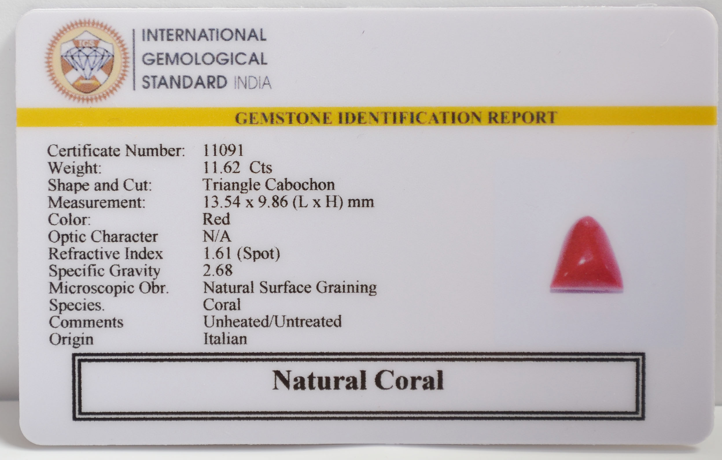 CRLG6289 2 CORAL 11.62 Ct.