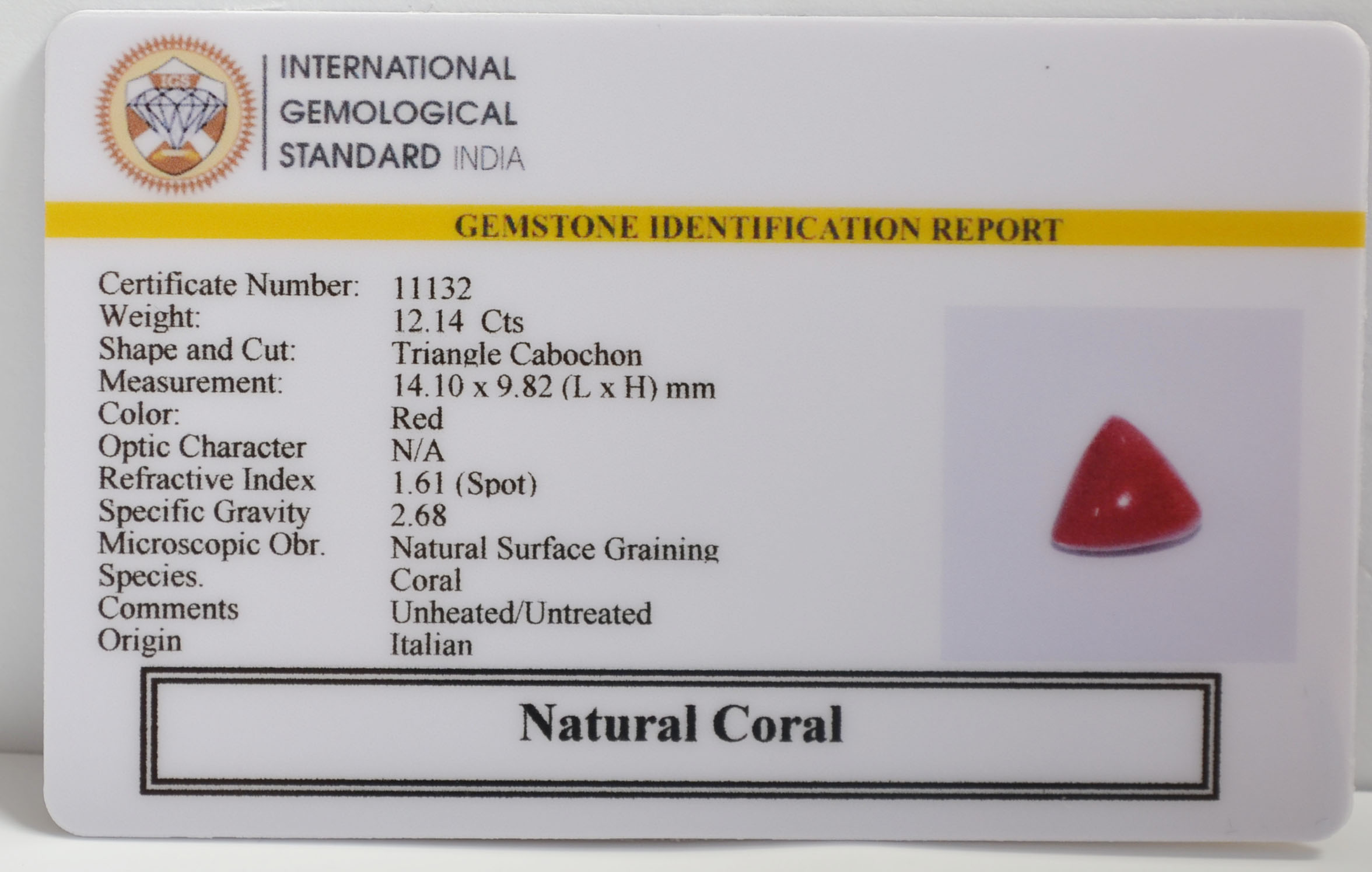 CRLG6298 2 CORAL 12.14 Ct.