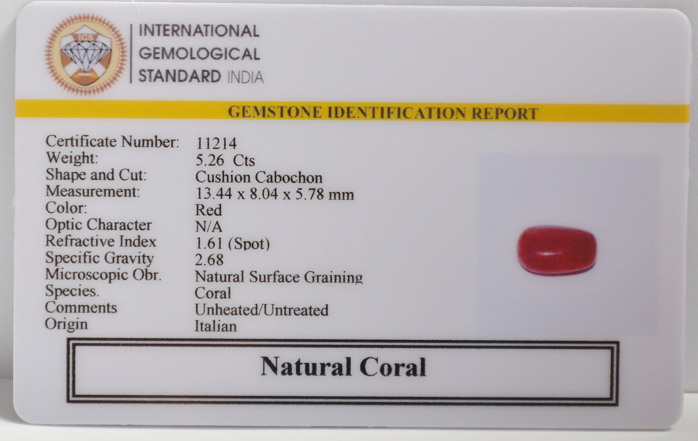 CORAL 5.26 Ct. 3 CRLG6312 2 CORAL 5.26 Ct.