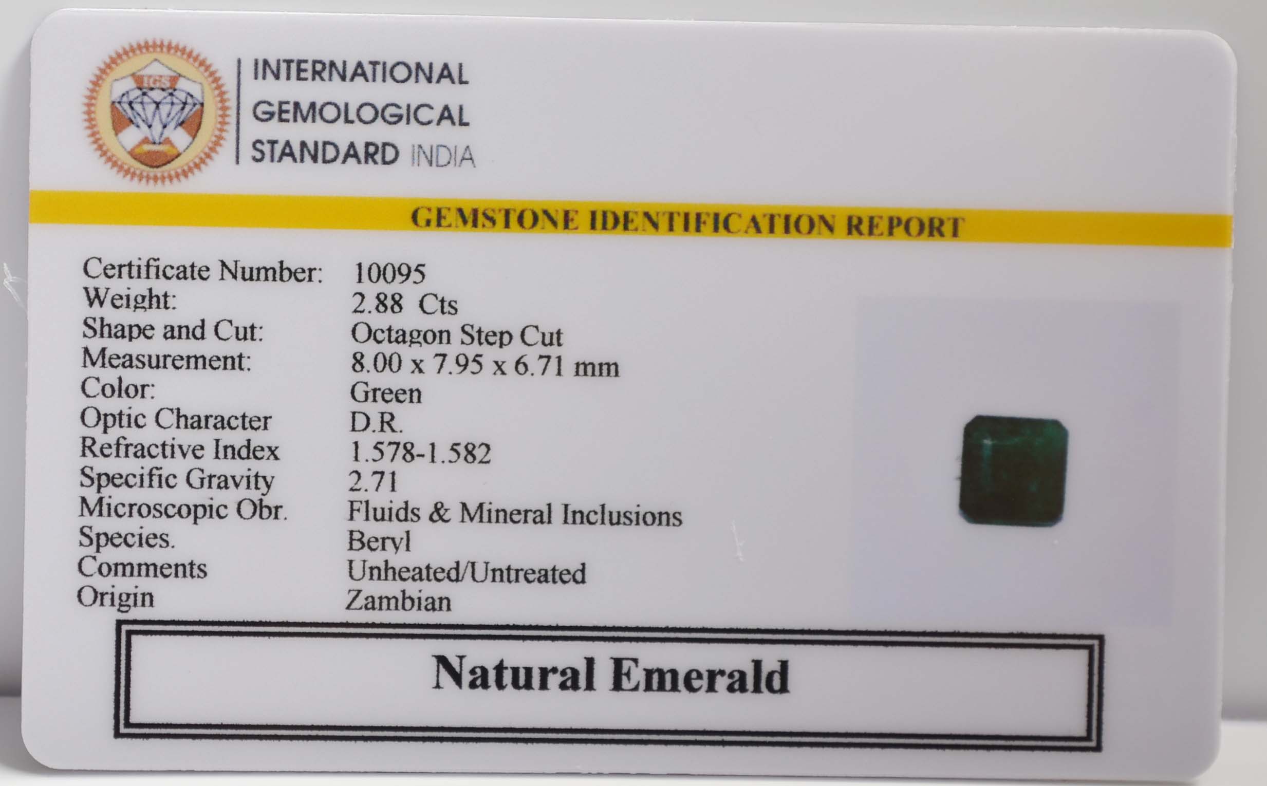 EMERALD 2.88 Ct. 3 EMR22102 2 EMERALD 2.88 Ct.