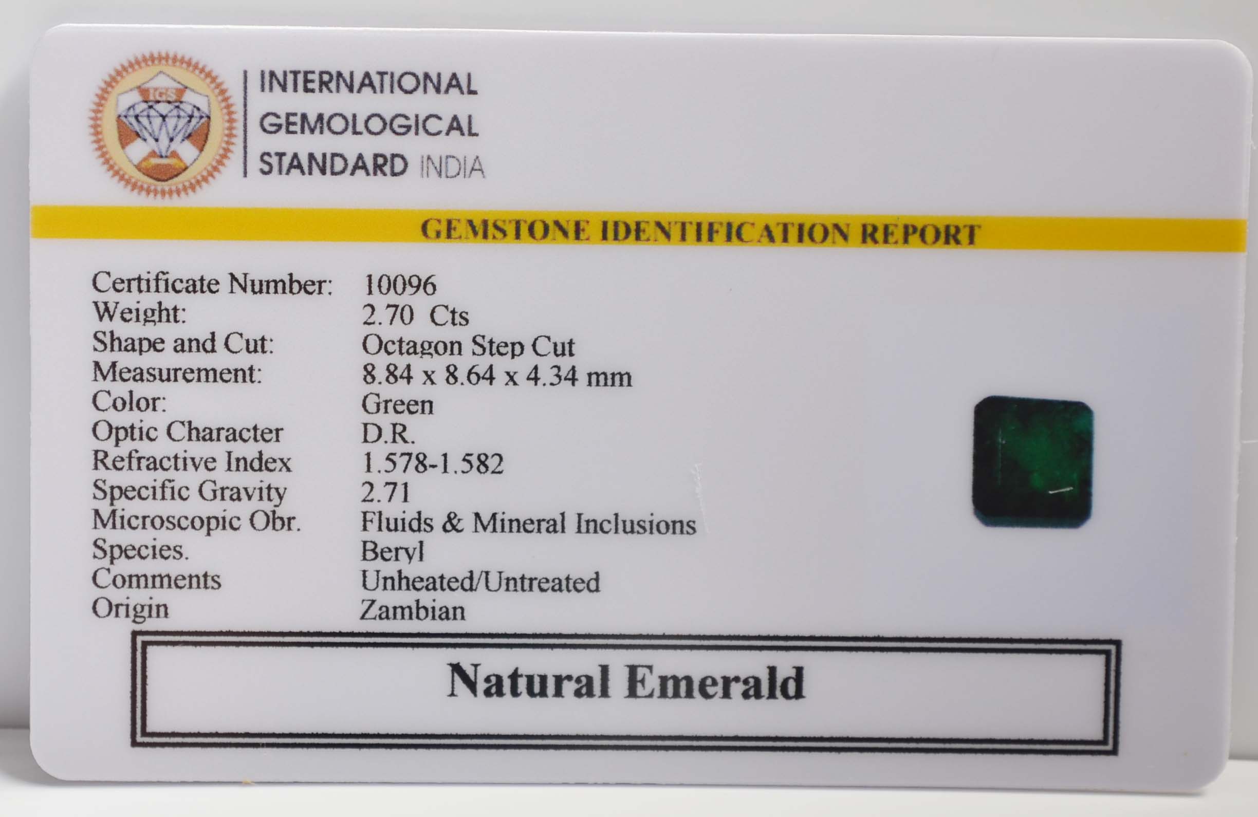 EMERALD 2.7 Ct. 3 EMR22103 2 EMERALD 2.7 Ct.