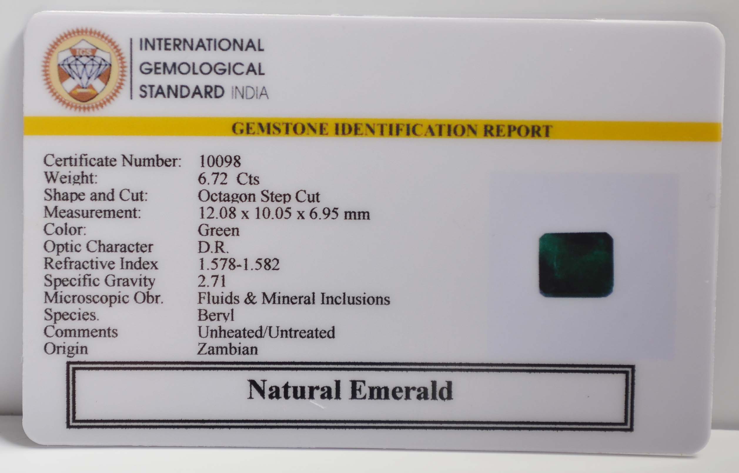EMERALD 6.72 Ct. 3 EMR22104 2 EMERALD 6.72 Ct.