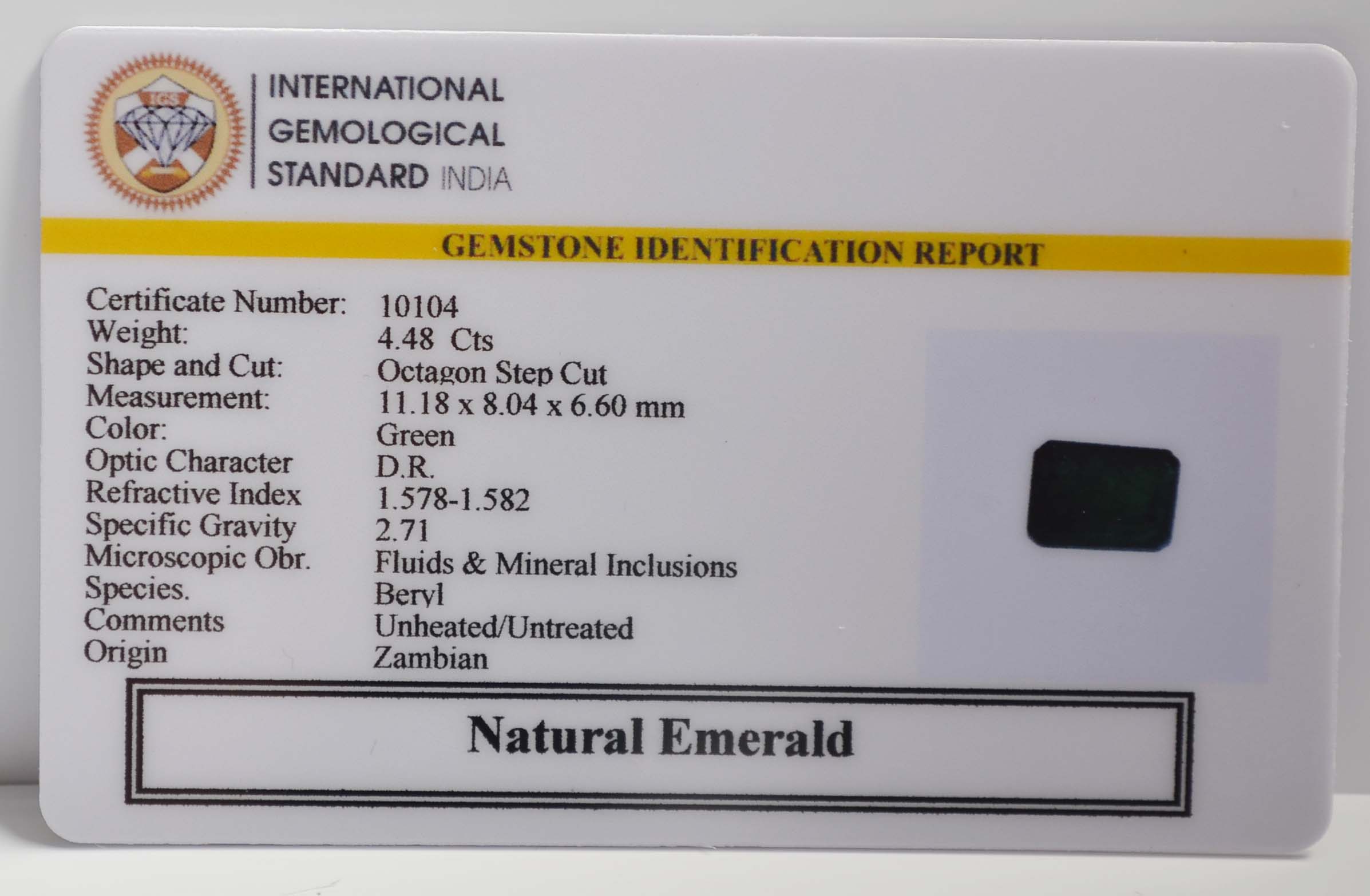 EMERALD 4.48 Ct. 3 EMR22106 2 EMERALD 4.48 Ct.