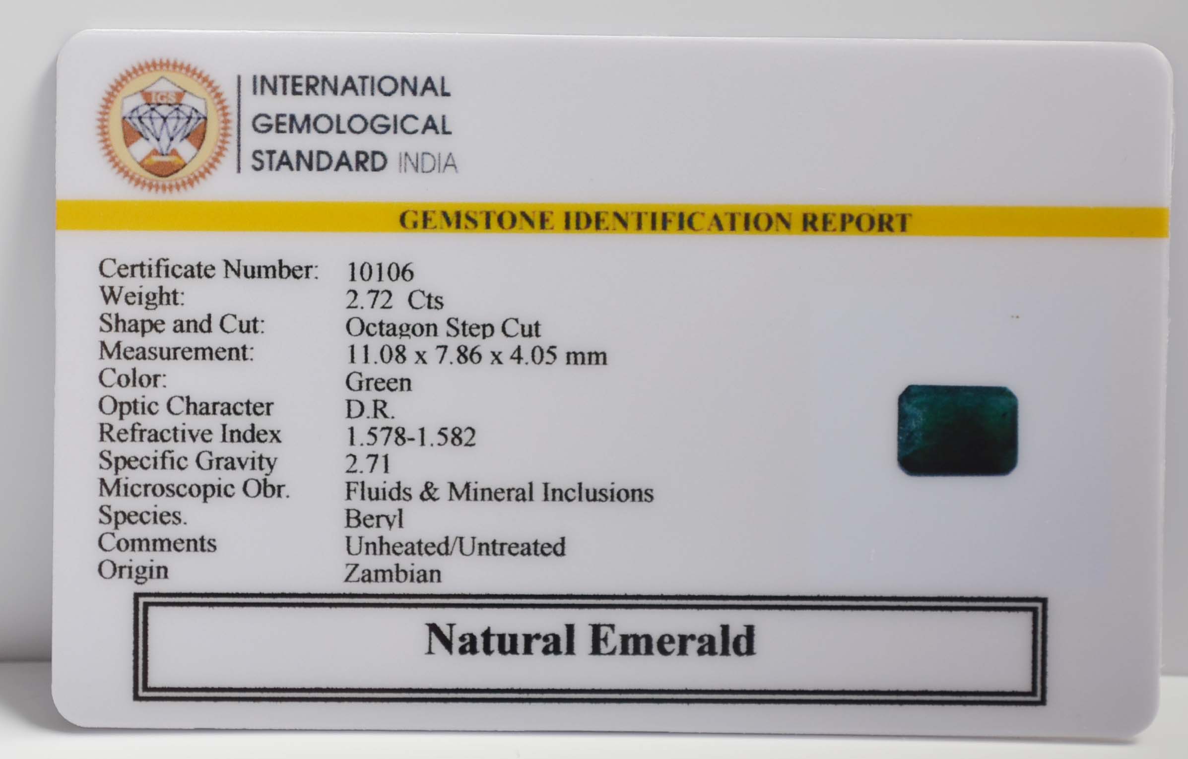 EMERALD 2.72 Ct. 3 EMR22108 2 EMERALD 2.72 Ct.
